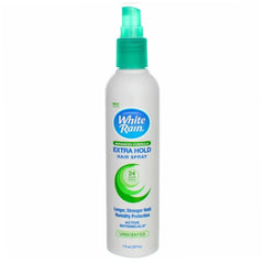 White Rain Hairspray Extra Hold sin fragancia, fijación duradera en botella de 7 onzas.
