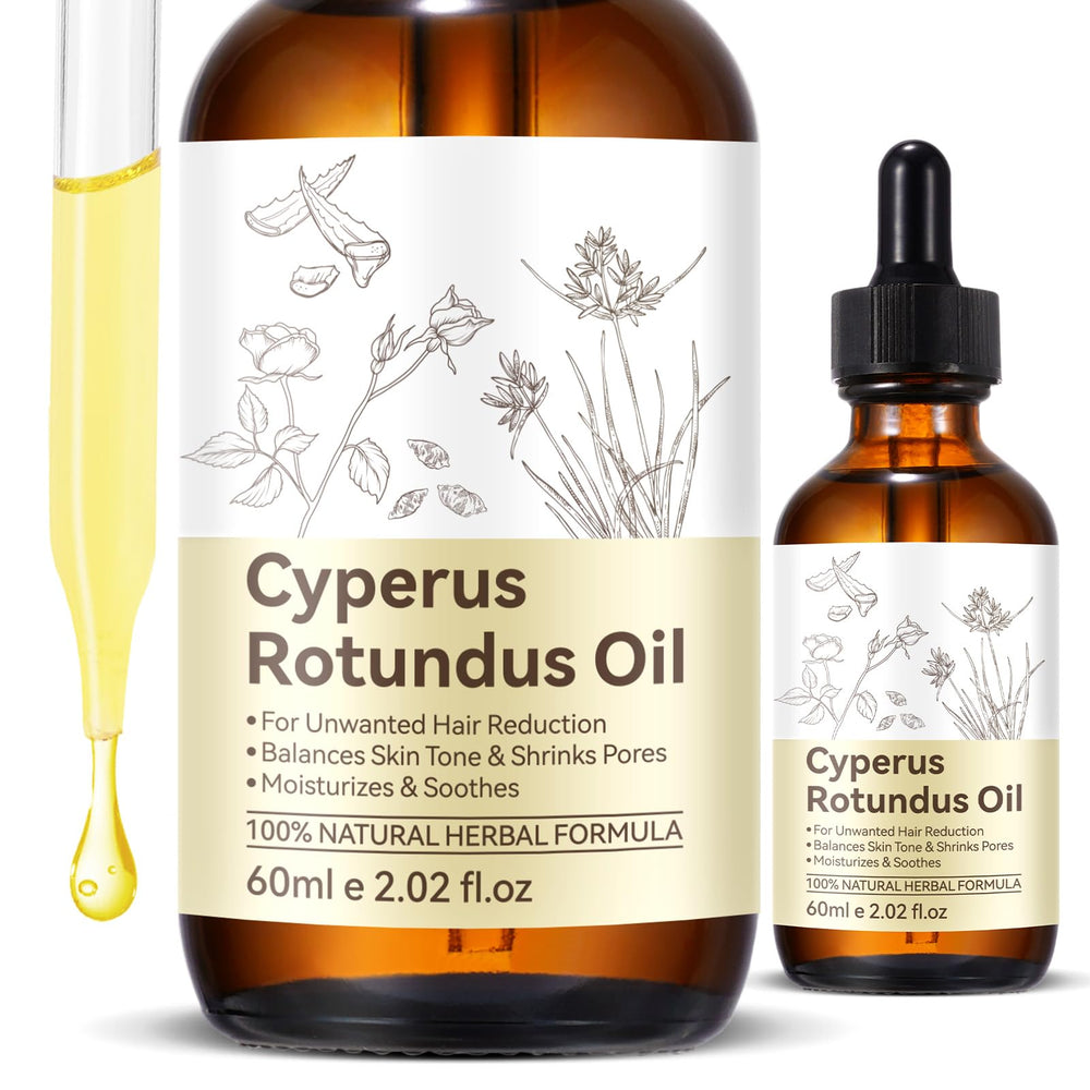 WHLH and WELL-BEING Cyperus Rotundus Oil bottle close-up for smooth, hydrated skin.