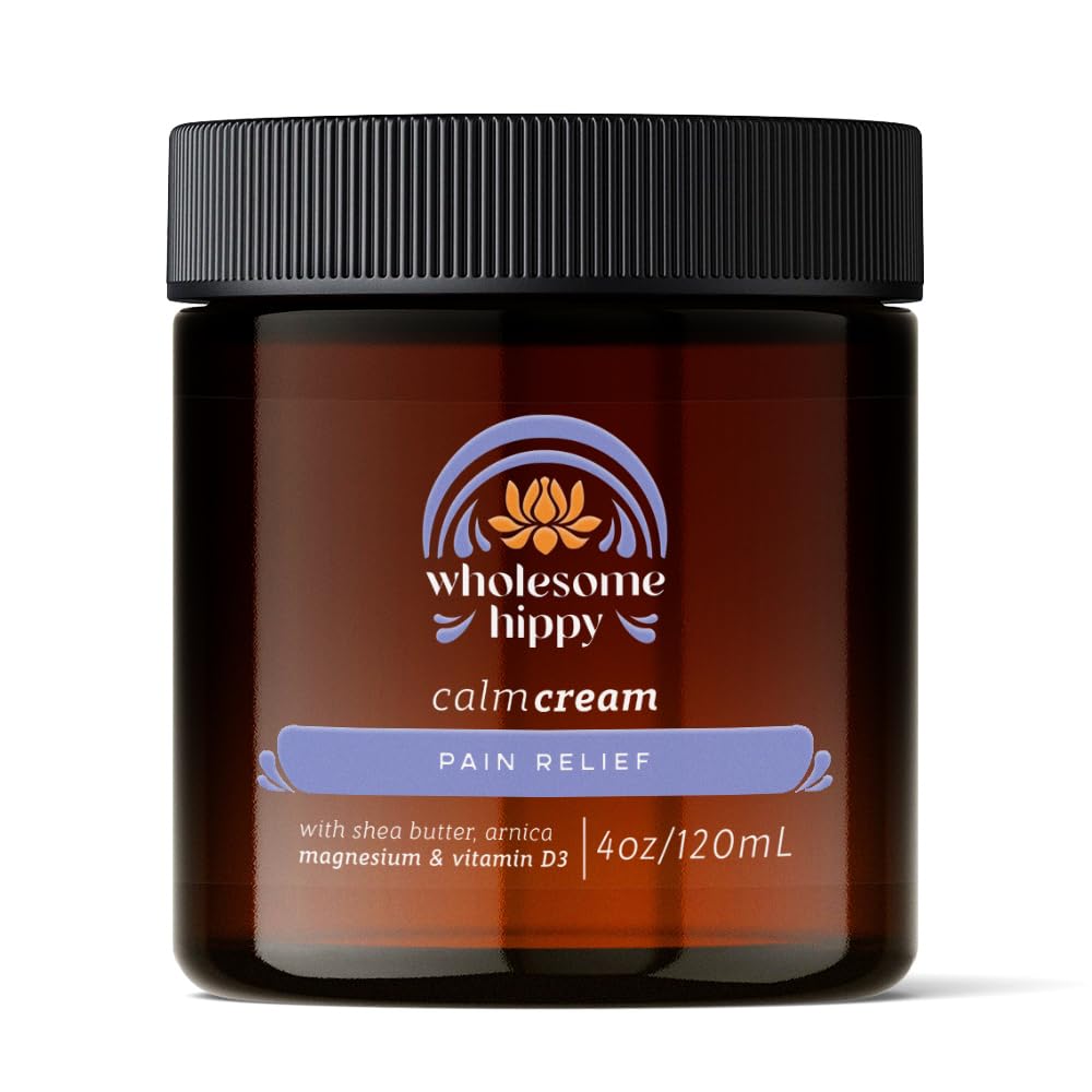 Wholesome Hippy Magnesium Calm Cream jar showcases a soothing, all-natural body butter for daily relaxation.