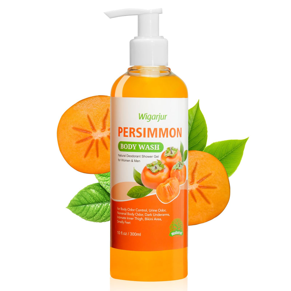 Wigarjur gel de ducha persimón en botella, aroma agradable y frescura continua.