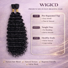 WIGICD 1B deep wave braiding hair adds length and fullness for styles