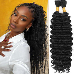 WIGICD deep wave boho braiding hair 20in bulk for natural-looking knots