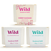 Wild aluminum-free deodorant refill pack cover showing sustainable bamboo design