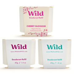 Wild aluminum-free deodorant refill pack cover showing sustainable bamboo design