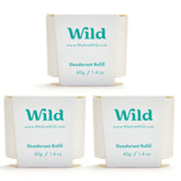 Wild refillable deodorant bottle with Fresh Cotton & Sea Salt for all-day freshness