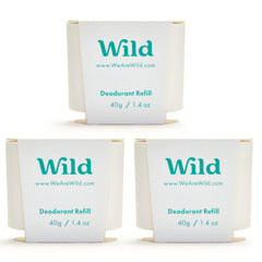 Wild refillable deodorant bottle with Fresh Cotton & Sea Salt for all-day freshness