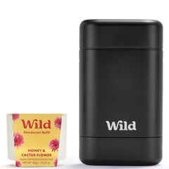 Wild desodorante rellenable con estuche negro para uso diario ecológico.