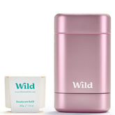 Wild desodorante rosado con funda, aplicador visible para uso diario y frescura