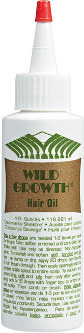 Wild Growth Aceite para cabello: botella de 4 oz con nutrición suave.