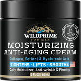 WildPrime men's face moisturizer jar front view for all-day hydration and smoothing