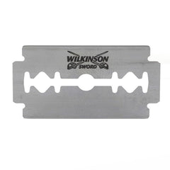 Wilkinson Sword Classic DE blades close-up edge shows consistent sharpness for precise grooming.