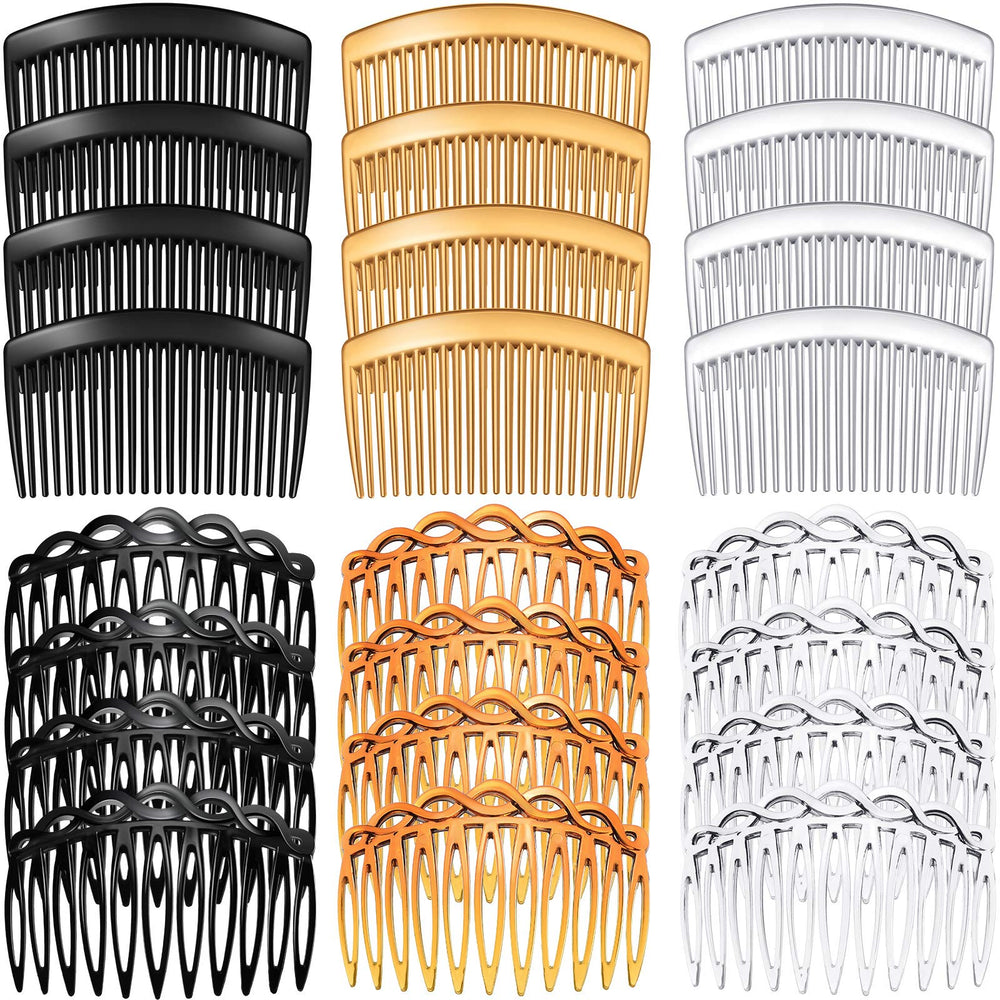 WILLBOND 11-tooth arc-design side comb in black secures medium-length hair with ease.