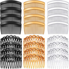 WILLBOND 11-tooth arc-design side comb in black secures medium-length hair with ease.
