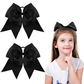 WILLBOND 8-inch jumbo cheer bow in black with ponytail-ready design