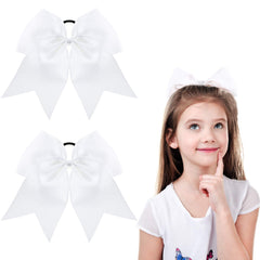 Willbond 2-pack jumbo 8-inch white cheer bows for team uniforms