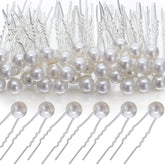 WILLBOND 40-pack pearl hair pins for bridal updo, adding subtle pearl glow.