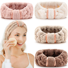WILLBOND coffee color microfiber headband keeps hair away during skincare.