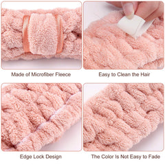 WILLBOND pink microfiber headband provides soft comfort for spa time.