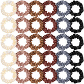 WILLBOND satin silk scrunchies 30-piece pack in milky white, gentle and versatile for daily wear.