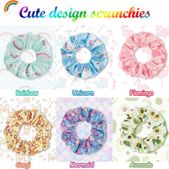 WILLBOND scrunchies mermaid donuts pattern playful style with reliable stretch