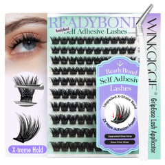 WINKGIGGLE self-adhesive lashes clusters close-up for quick, glue-free wear.