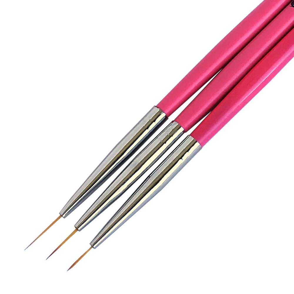 Winstonia Berry Wine 3pc brush set for precise nail art details.