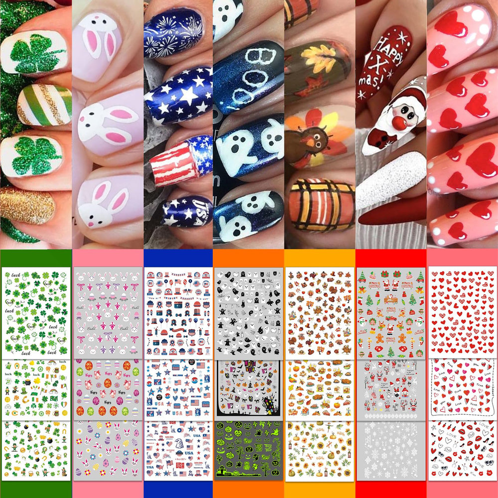 Pegatinas Winthrop con motivos de Pascua para uñas, ideales para un look festivo.
