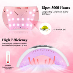 Wisdompark UV LED Nail Lamp interior with 18 beads delivering even cure.