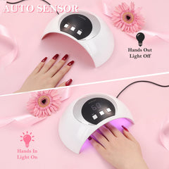 Wisdompark UV LED Nail Lamp auto sensor activates for hands-free curing.