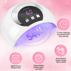 Wisdompark UV LED Nail Lamp timer display shows 60, 80, and 99 seconds.
