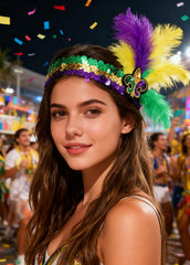 Wittocs Mardi Gras sequin headband with fleur-de-lis sparkles for parades.