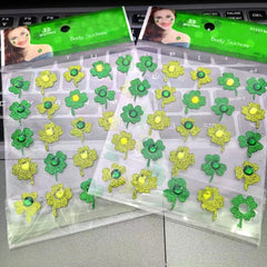 WIWUFUE shamrock gems in green and gold for festive nail art and decor