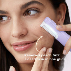 WLU Dermaplane in hand removing peach fuzz with precision