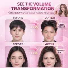 Wonglea root lift clip at crown showing fuller look during styling.
