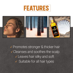 Woody's Daily Shampoo para hombres, nutrición con vitaminas B5 y E para cabello saludable.