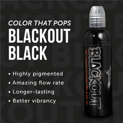 World Famous Tattoo Ink Blackout: tapa-giro segura para almacenamiento higiénico y sin fugas.