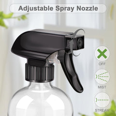 Worldgsb 16oz glass bottle with adjustable nozzle for mist and stream use.