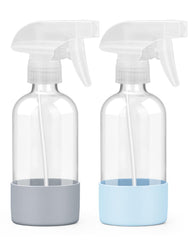 Worldgsb glass spray bottle with blue sleeve enables precise plant misting and cleaning.