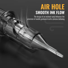 Aguja Wormhole Tattoo 1009RL, liner de punta larga para delineados precisos.