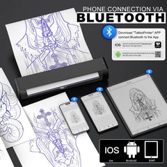 Wormhole Tattoo stencil printer back view, showcasing compact travel-friendly profile
