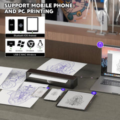 Wormhole Tattoo stencil printer in use with phone for quick design transfer