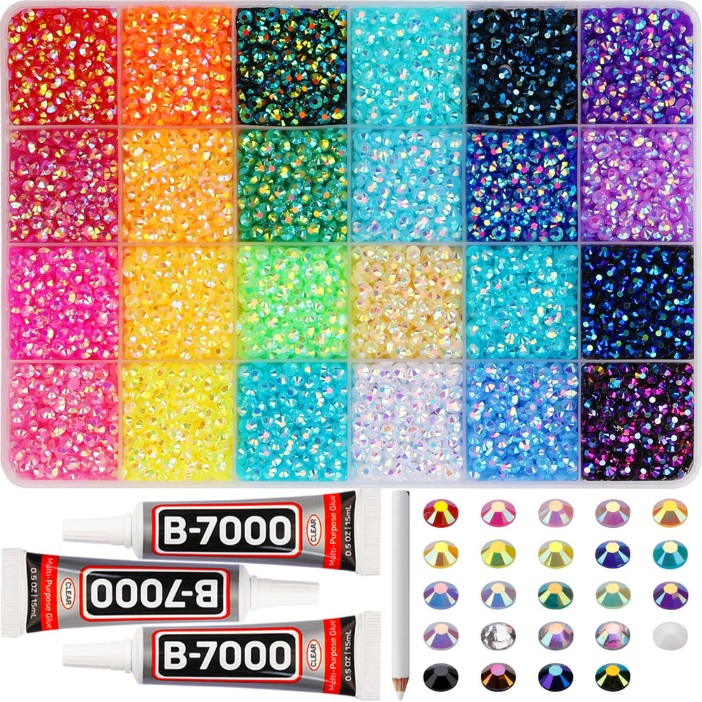 Worthofbest 17000pcs resin rhinestones, 4mm SS16 flatbacks, bright colors for crafts.