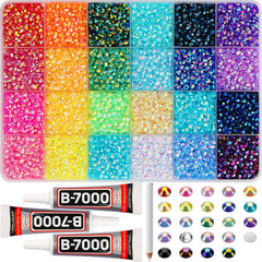 Worthofbest 17000pcs resin rhinestones, 4mm SS16 flatbacks, bright colors for crafts.