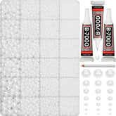Worthofbest flatback pearls and rhinestones kit with white half-pearls for craft embellishment.