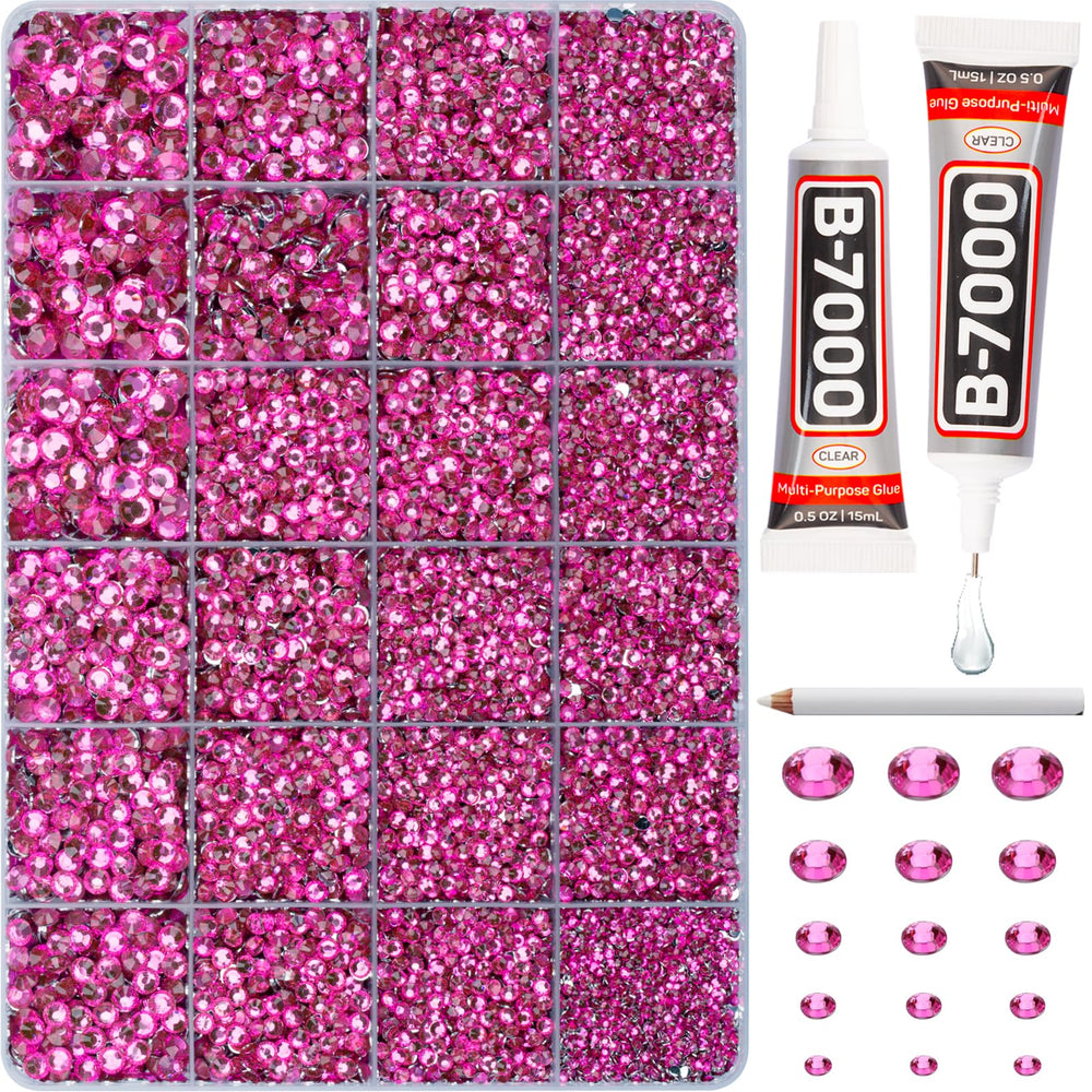 Piedras resina fucsia Worthofbest 2mm para manualidades, brillo intenso