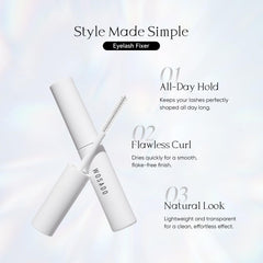 WOSADO Lash Fixer keeps lashes curled and long-lasting with a lightweight protective layer.