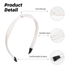 Diadema de cuero delgada de WOVOWOVO en blanco, añade brillo y estilo sutil.