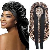Gorro de satén WOZUTUNT para trenzas negro: protección nocturna para cabello