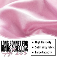 Bonete satinado para trenzas Wozutunt, rosa, mantiene el cabello suave.