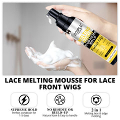 WOZUTUNT fast-drying lace mousse application ensuring quick wig attachment.